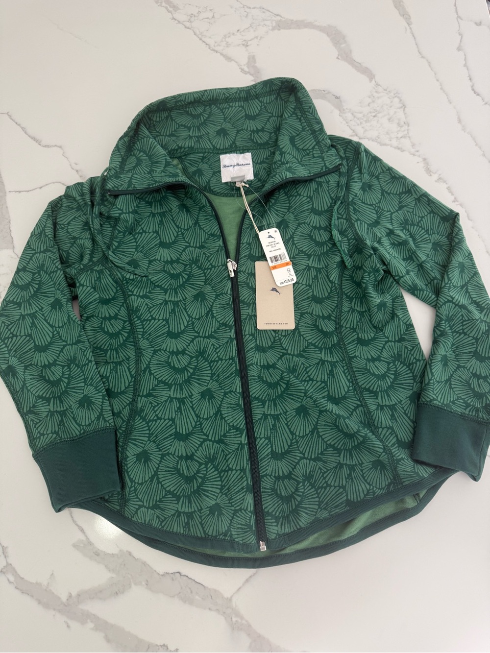 NWT Tommy Bahama Shell We Dance Green Full-Zip Sweatshirt Sz S